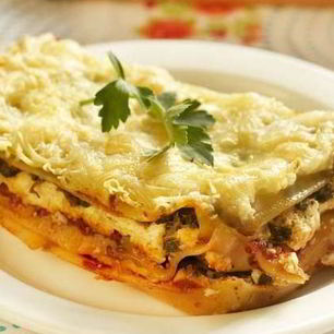 Рецепт Лазаний с луком-пореем и шпинатом