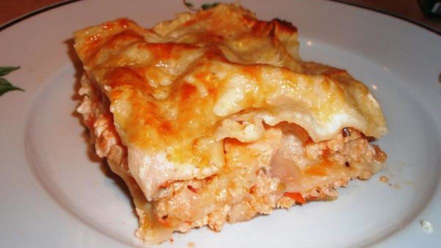 Рецепт лазаний с семгой и томатами