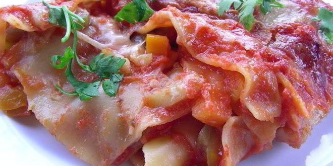 Рецепт овощной лазанья с томатным соусом