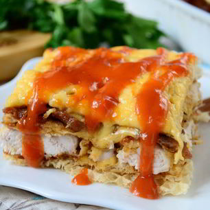 Рецепт Вафельной лазанья с курицей