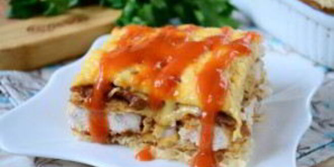 Рецепт вафельной лазанья с курицей