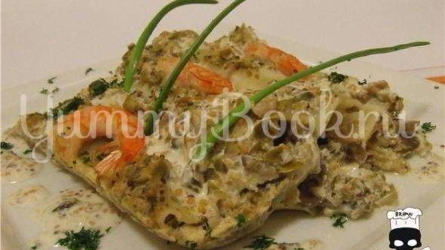 Рецепт каннеллонь с грибами и креветками под пикантным соусом