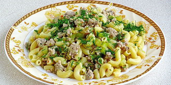 Рецепт макарон с фаршем и кабачками