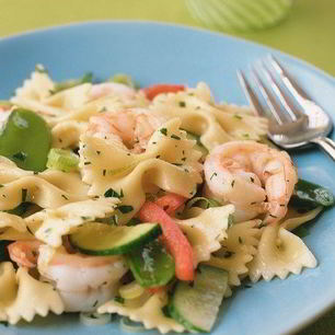 Рецепт Пасты фарфалле в сливочном соусе с креветками