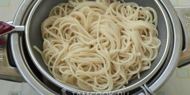 Рецепт спагетти с куриным филе и помидорами