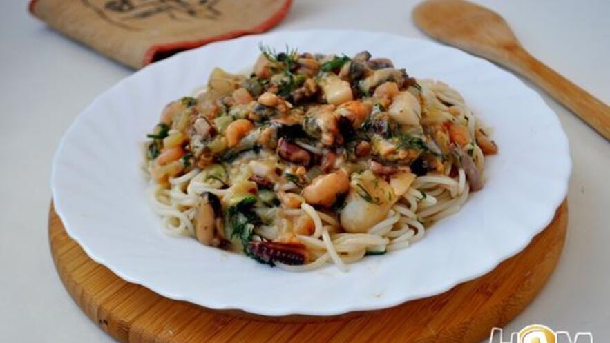 Рецепт спагетти с морепродуктами