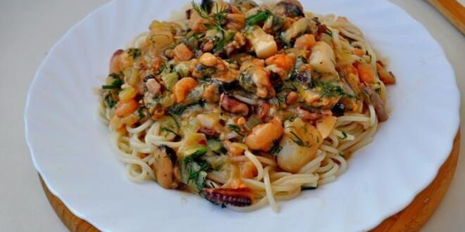 Рецепт спагетти с морепродуктами