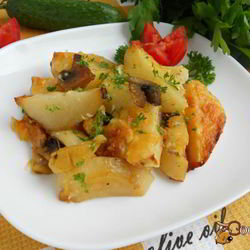 Рецепт Картофеля по-французски с яблоком и грибами