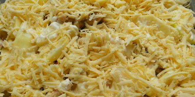 Рецепт картофеля по-французски с яблоком и грибами