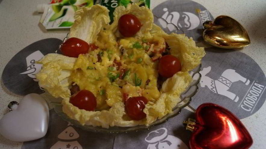 Рецепт мяса по-французски с грибами и помидорами