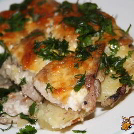 Рецепт Мяса по-французски с шампиньонами