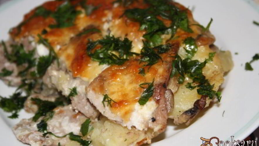 Рецепт мяса по-французски с шампиньонами