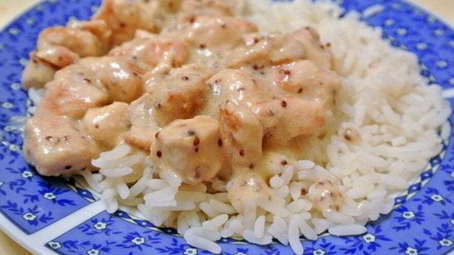 Рецепт куриного филе со сметанно-горчичным соусом