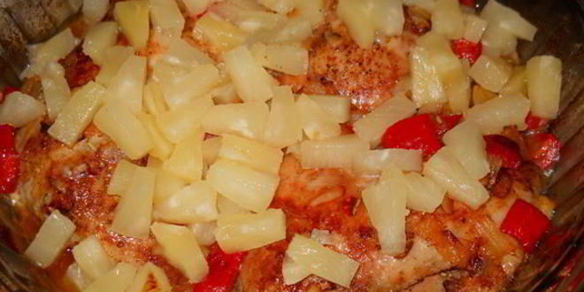 Рецепт курицы с ананасами