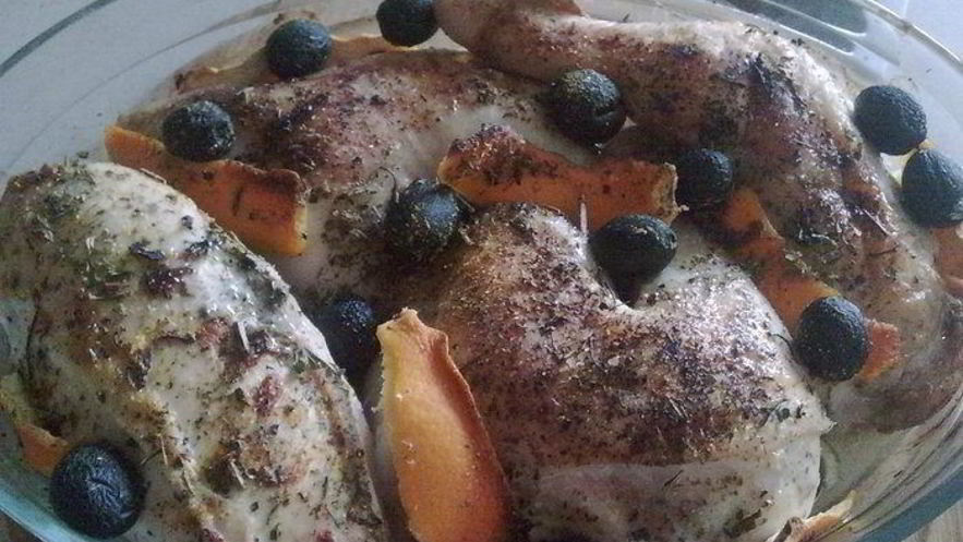 Рецепт курицы с апельсином и маслинами