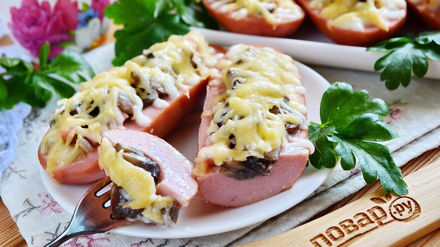 Рецепт сарделек, фаршированных сыром и грибами