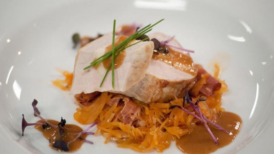 Рецепт свиной корейки с тушеной капустой