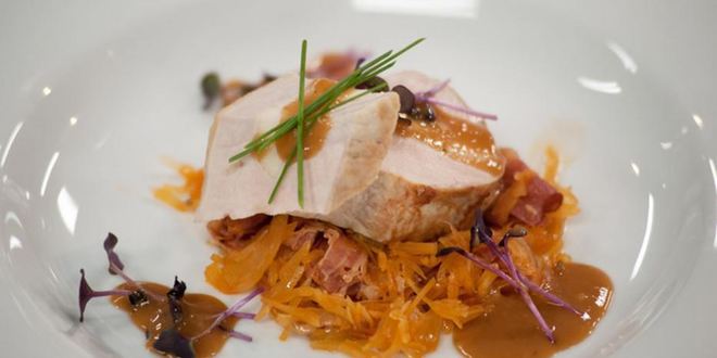 Рецепт свиной корейки с тушеной капустой