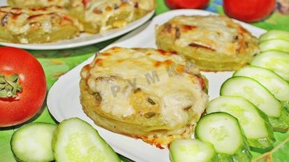 Рецепт Кабачков фаршированных грибами в духовке