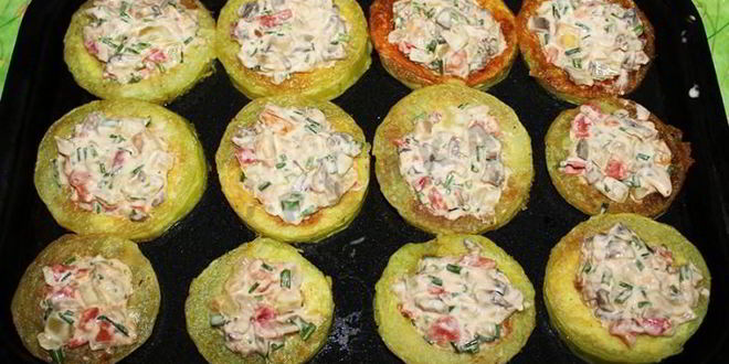 Рецепт кабачков фаршированных грибами в духовке