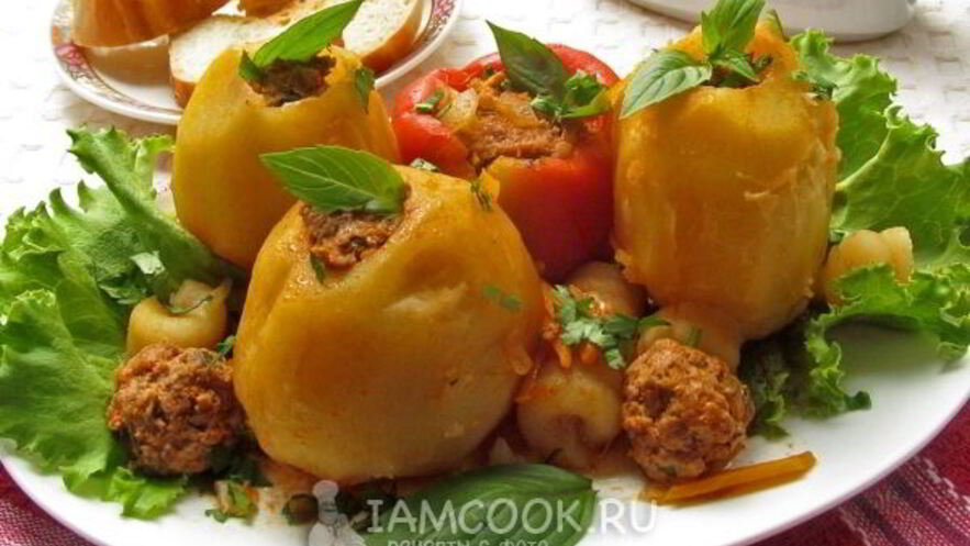 Рецепт картофеля, фаршированного мясным фаршем