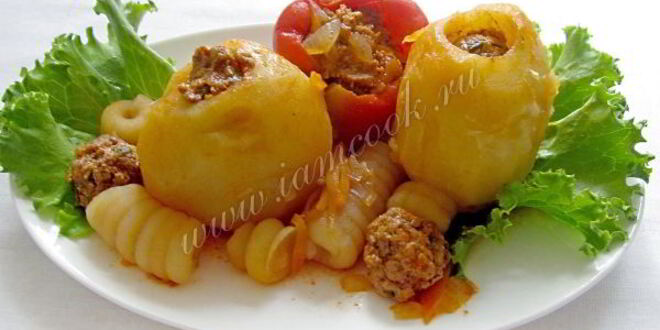 Рецепт картофеля, фаршированного мясным фаршем