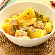 Рецепт Картофеля, тушеного с шампиньонами и курицей