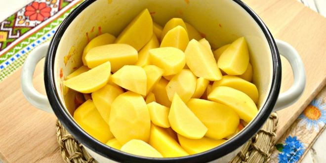 Рецепт картофеля, тушеного с шампиньонами и курицей