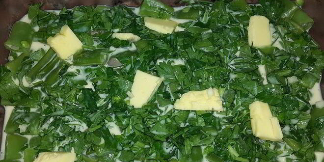 Рецепт стручковой фасоли, запеченной в сливочном омлете