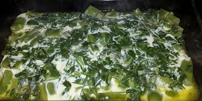 Рецепт стручковой фасоли, запеченной в сливочном омлете