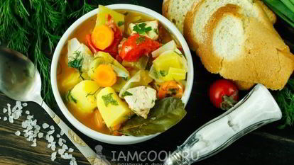 Рецепт Тушеной картошки с курицей в кастрюле