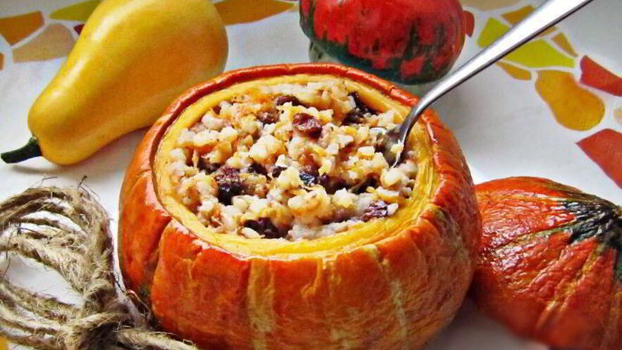 Рецепт тыквы, фаршированной рисом и сухофруктами