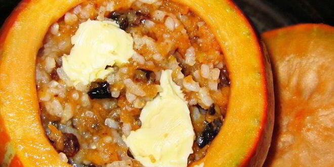 Рецепт тыквы, фаршированной рисом и сухофруктами