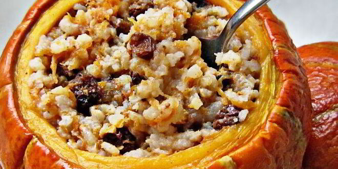 Рецепт тыквы, фаршированной рисом и сухофруктами