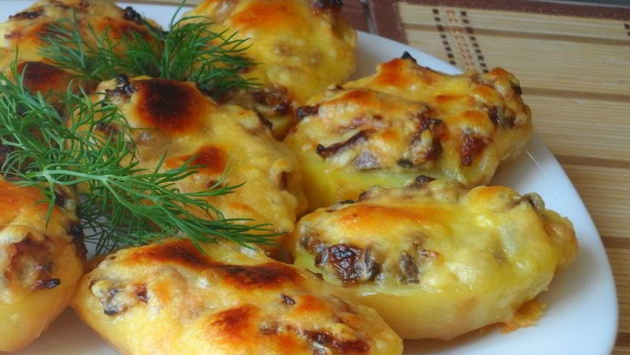 Рецепт запеченного картофеля с грибами