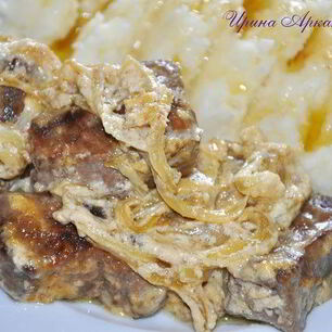 Рецепт Говяжьей печени под сметанно-горчичным соусом