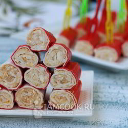 Рецепт Крабовых палочек, фаршированных печенью трески