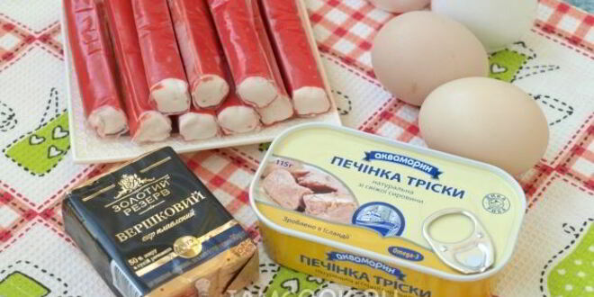 Рецепт крабовых палочек, фаршированных печенью трески