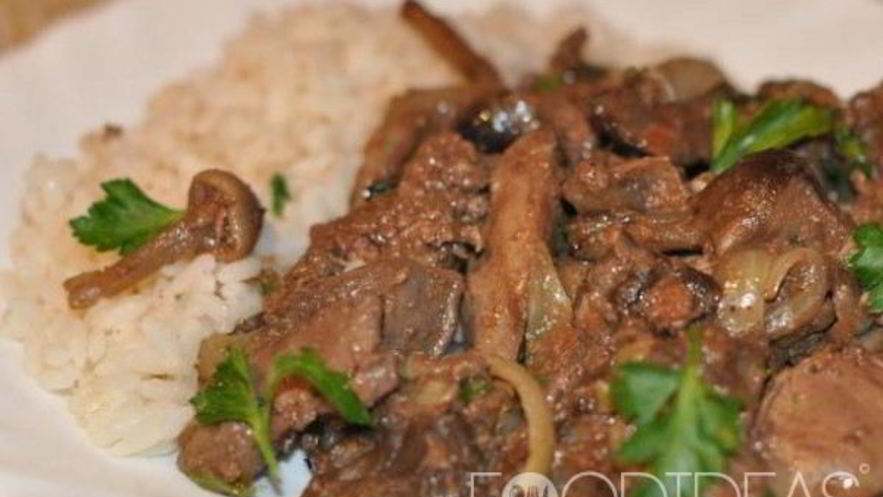 Рецепт куриной печени с грибами