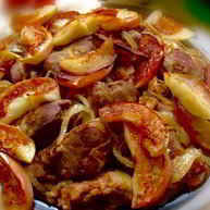 Рецепт Куриной печени с жареными яблоками