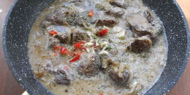 Рецепт куриной печени в кефирно-горчичном соусе