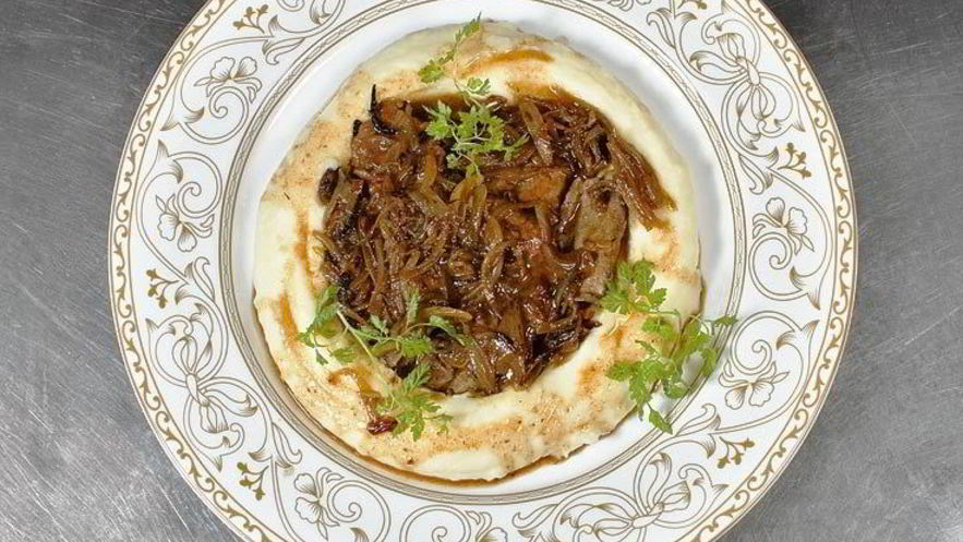 Рецепт печени по-венециански с пюре