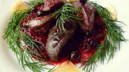 Рецепт Печени с соусом из черной смородины