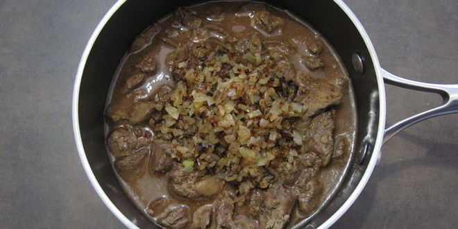 Рецепт тушеной куриной печени