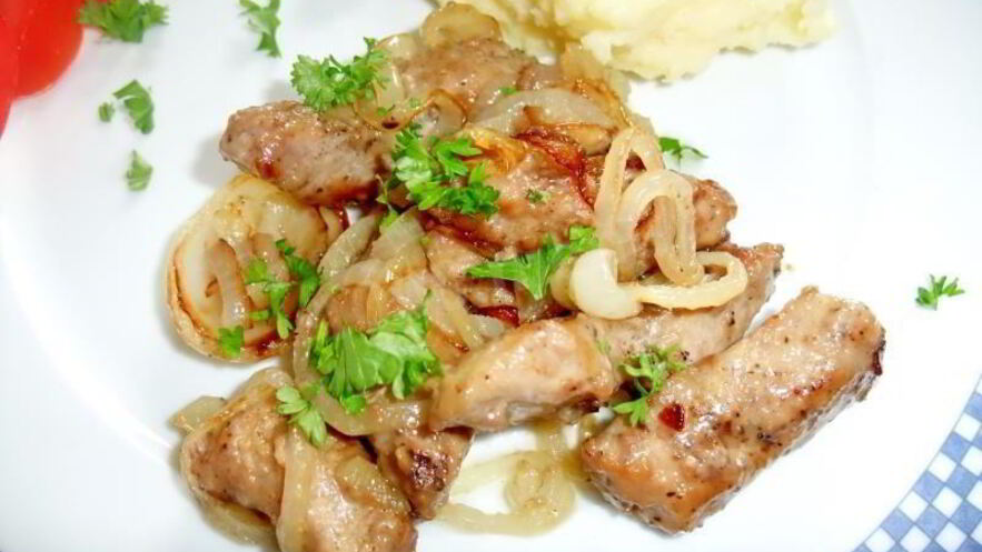 Рецепт жареной телячьей печени нежной