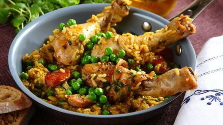 Рецепт паэльи с куриными ножками и овощами
