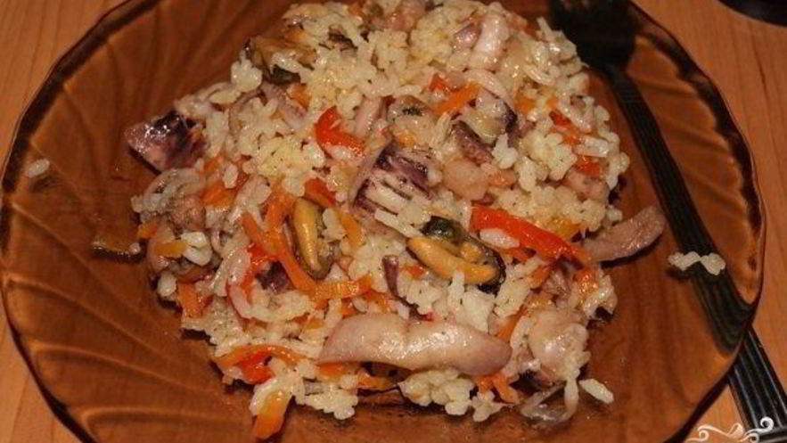 Рецепт плова из морского коктейля