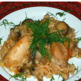 Рецепт Плова с грибами и курицей