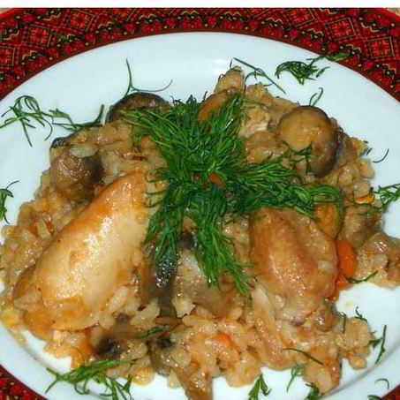 Рецепт Плова с грибами и курицей