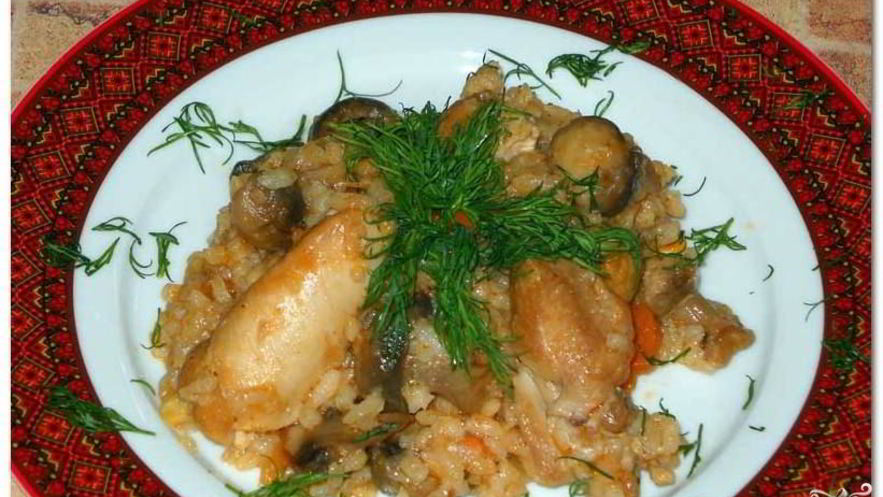 Рецепт плова с грибами и курицей